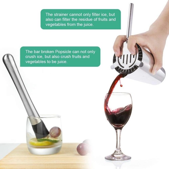 NIB - 9 PC Cocktail Stainless Elegant Shaker set - Picture 6 of 7